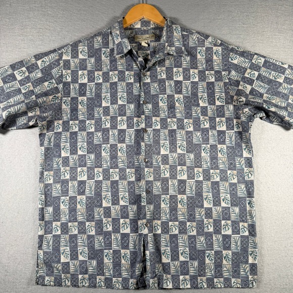 Tori Richard Other - Tori Richard Mens Blue Geometric Botanical Cotton Lawn Button Front Shirt P390